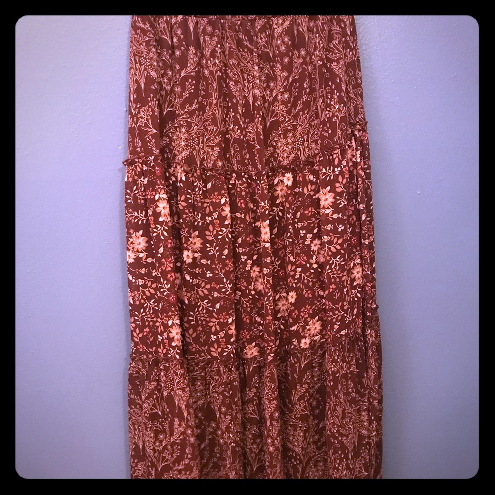 Maroon & Cream adorable maxi-patchwork skirt!